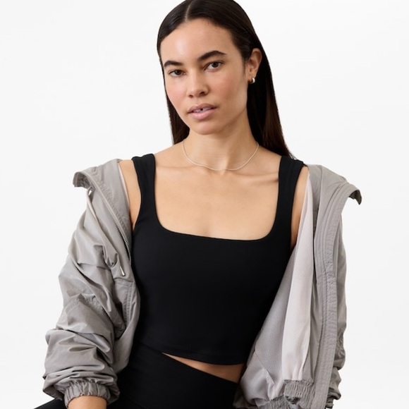 NWT Athleta Transcend Square Neck Crop Black Bra Size Large (D-DD Cups) - Picture 3 of 8